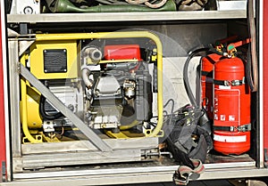 Equipments of a fire truck