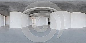 equirectangular panorama 360 degrees in interior of concrete white loft room