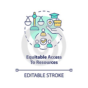 Equitable access to resources concept icon