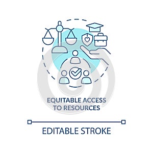 Equitable access to resources turquoise concept icon photo