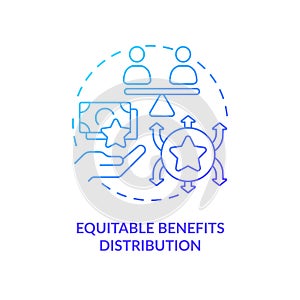 Equitable benefits distribution blue gradient concept icon