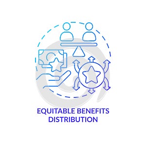 Equitable benefits distribution blue gradient concept icon photo