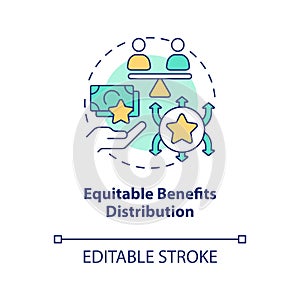 Equitable benefits distribution concept icon