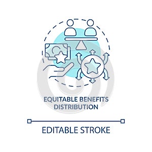 Equitable benefits distribution turquoise concept icon photo