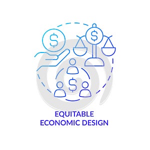 Equitable economic design blue gradient concept icon