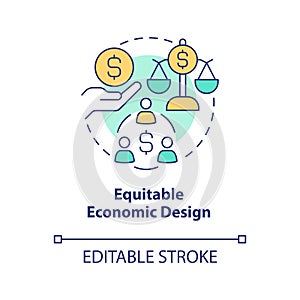 Equitable economic design concept icon