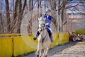 Equitation little girl horseback rider