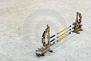 Equitation. Obstacle for jumping horses.