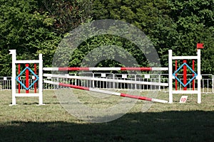 Equitation obstacles and barriers on a show jumping event