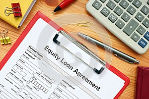 Equity Loan Agreement sign on the financial document