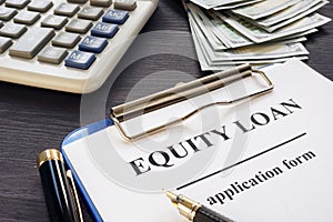 Equity loan form on a table.