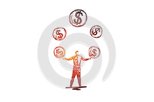 Equity, money, financial, income, investment concept. Hand drawn isolated vector.