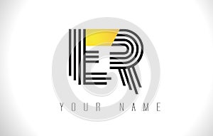 ER Black Lines Letter Logo. Creative Line Letters Vector Templat