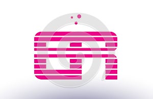 er e r pink purple line stripe alphabet letter logo vector template