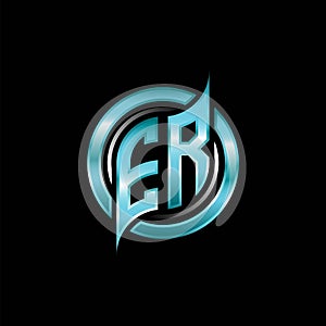 ER Initial Monogram Logo Circle Rounded