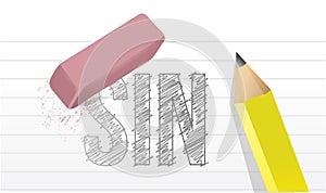 Erase all sins illustration design over a notepad