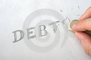 Erase debts with eraser photo