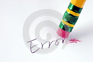 Erase the word Error with a rubber photo