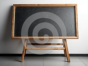 erased blackboard wooden legs and chalk stains education background with copyspace