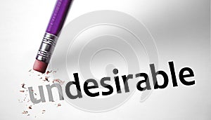 Eraser changing the word Undesirable for Desirable photo