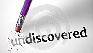 Eraser changing the word Undiscovered for Discovered