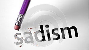 Eraser deleting the word Sadism photo