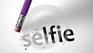 Eraser deleting the word Selfie photo