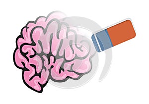 An eraser erases the memory of a brain.