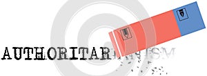 Eraser erases the word authoritarianism