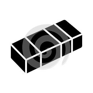 glyph icon of eraser representing correction, drawing, and writing tasks