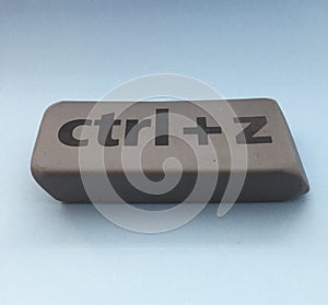 eraser with the inscription & x22;ctrl + z& x22; on a blue background photo