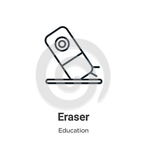 Eraser outline vector icon. Thin line black eraser icon, flat vector simple element illustration from editable education concept