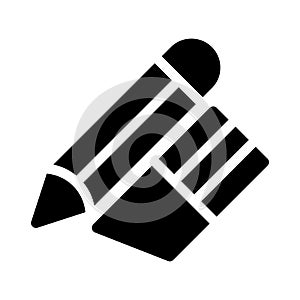 Eraser pencil vector glyph flat icon