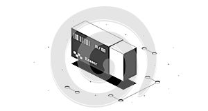Eraser rubber. Black and white isometric 3d illustration isolated on white background. Vector design