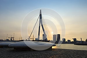 Erasmus bridge at sunset