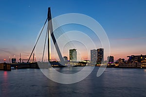 Erasmusbrug after sunset from Wilhelminakade, Rotterdam 2