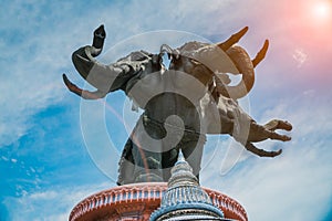 Erawan museum, Bangkok Thailand, elephant statue in the sunlight