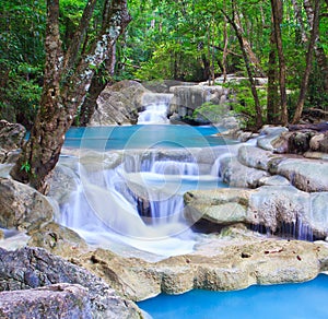 Erawan waterfall with the emerald water, Thailand