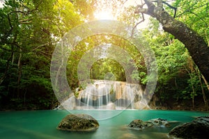 Erawan waterfall is most beautiful waterfall in Kanchanaburi