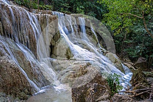 Erawan waterfall is one of the most popular falls in Thailand.