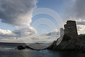 Erbalunga, Tour dâ€™Erbalunga, tower, harbour, Genoese tower, Corsica, Cap Corse, Haute Corse, Upper Corse, France, Europe, island