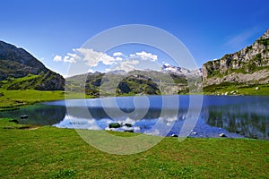 Ercina lake at Picos de Europa in Asturias Spain