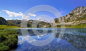 Ercina lake at Picos de Europa in Asturias Spain photo