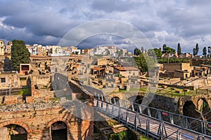 Ercolano, Italy over the ancient Roman ruins of Herculaneum photo