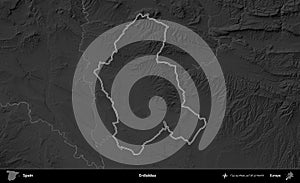 Erdialdea outlined, Spain. Grayscale