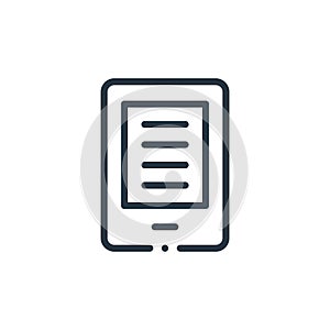 ereader icon vector from books concept. Thin line illustration of ereader editable stroke. ereader linear sign for use on web and