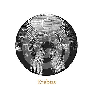 Erebus, Greek God of Darkness, vector hand drawing