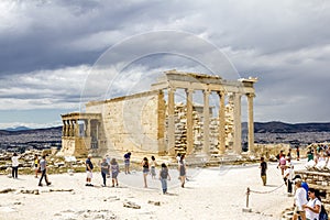 Erechteion temple on the Acropolis hill in Athens in Greece