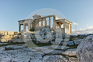 The Erechtheion an ancient Greek temple on the north side of the Acropolis of Athens