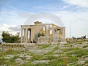 The Erechtheion Ancient Ionic Greek Temple on the Acropolis of Athens, Greece